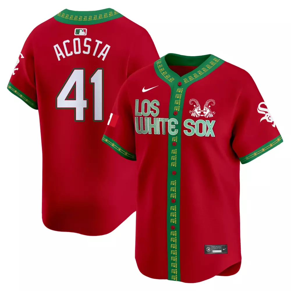Cy Acosta 41 Chicago White Sox Jersey Red Men Alternate Split Design Green Vapor