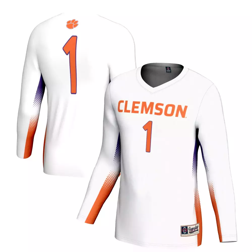 Custom Clemson 1 Jersey White Gameday Split Design Orange Purple All Stitched Vapor