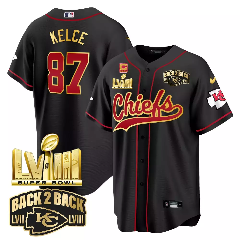 Kelce Male 87 Kansas City Chiefs Jersey Black Super Bowl Champions Lviii Lvii 2023