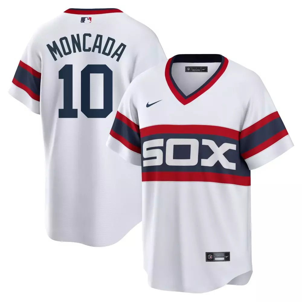 Moncada 10 White Sox Jersey Men Navy Red All Stitched Vapor