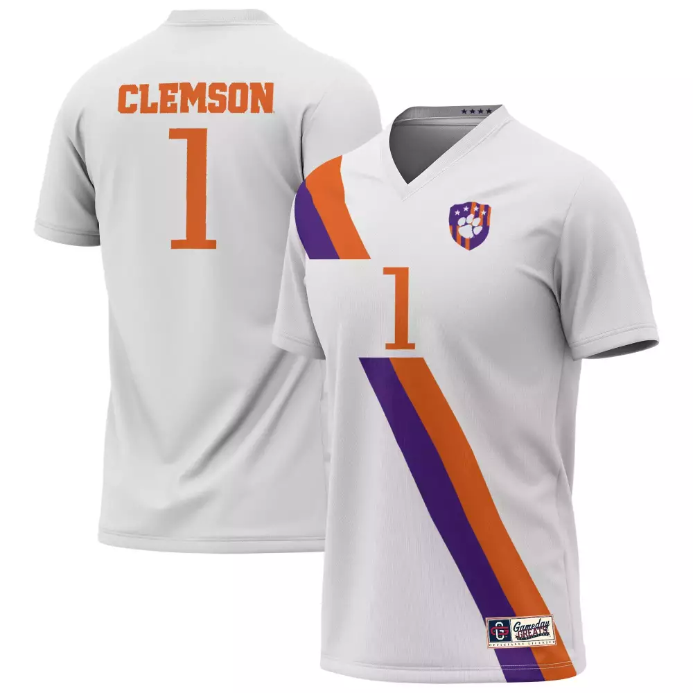 Clemson Tigers 1 Jersey White Split Design Orange Purple All Stitched Vapor Custom