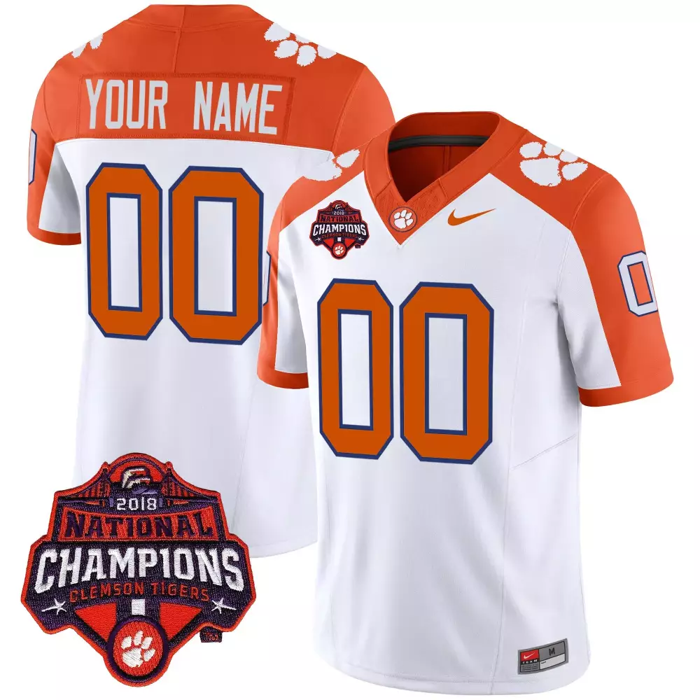 Custom Clemson Tigers Jersey Orange Men White All Stitched Vapor