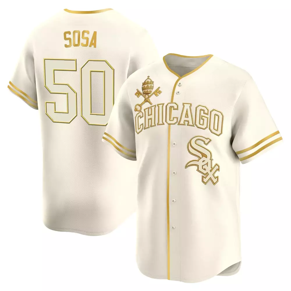 Mexican Heritage 50 Jersey White Chicago Sox Crossed Keys Papal Tiara Gold