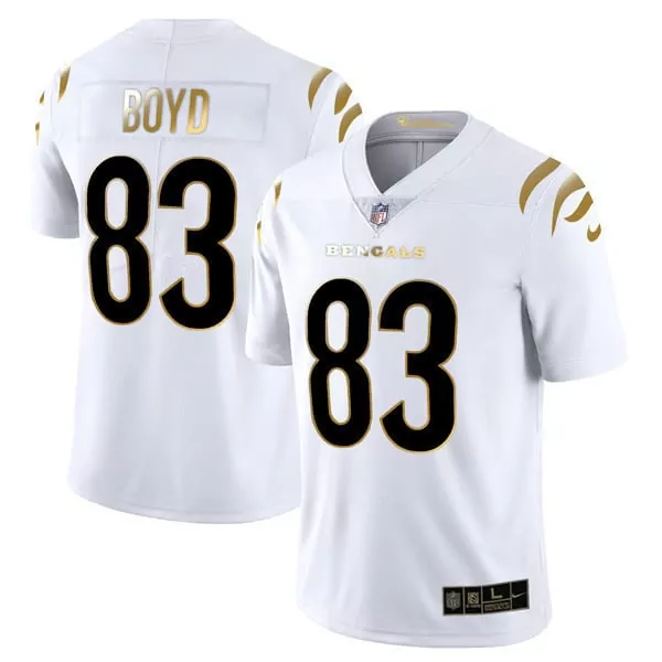 Tyler Boyd 83 Bengals Jersey White Men NFL Black Gold Vapor Limited All Stitched