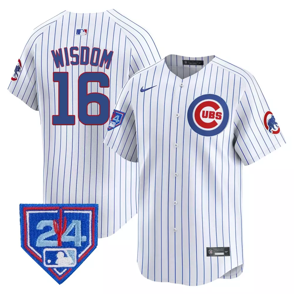Patrick Wisdom 16 Cubs Jersey White Men Blue Red Vapor Premier Limited v2 All Stitched