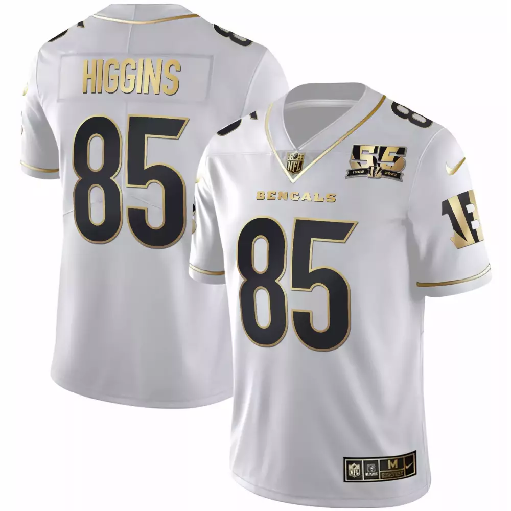 Tee Higgins 85 Bengals Jersey White Men Alternate Black Gold Anniversary All