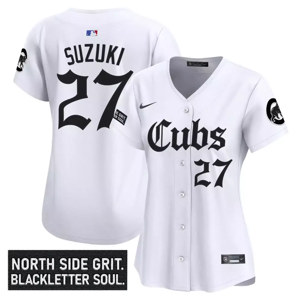 Suzuki North 27 Cubs Jersey White Men Black Stitched Vapor