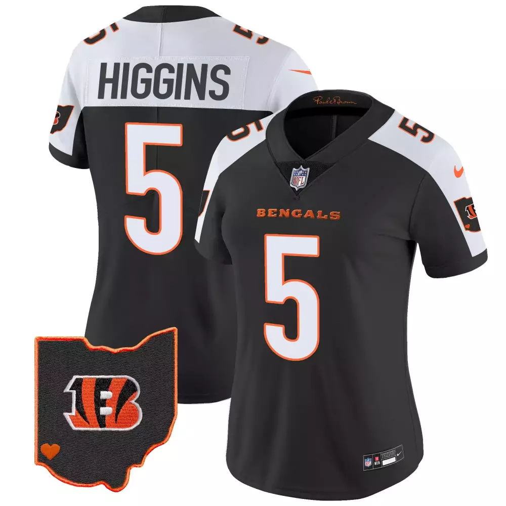 Tee Higgins 5 Bengals Jersey Black Men Authentic White Orange Alternate Vapor Limited
