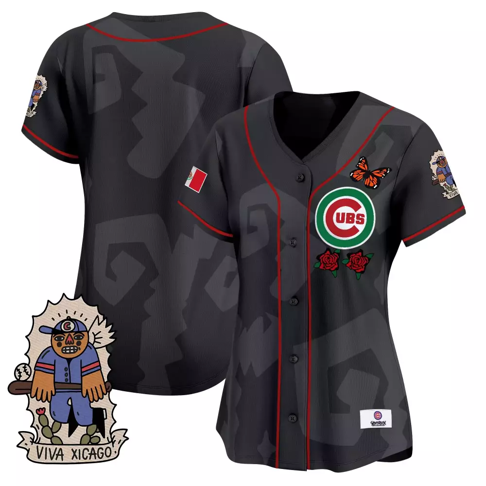 Mexican Heritage Chicago Cubs Jersey Black City Connect Mexico Flag Viva Xicago Character 2023