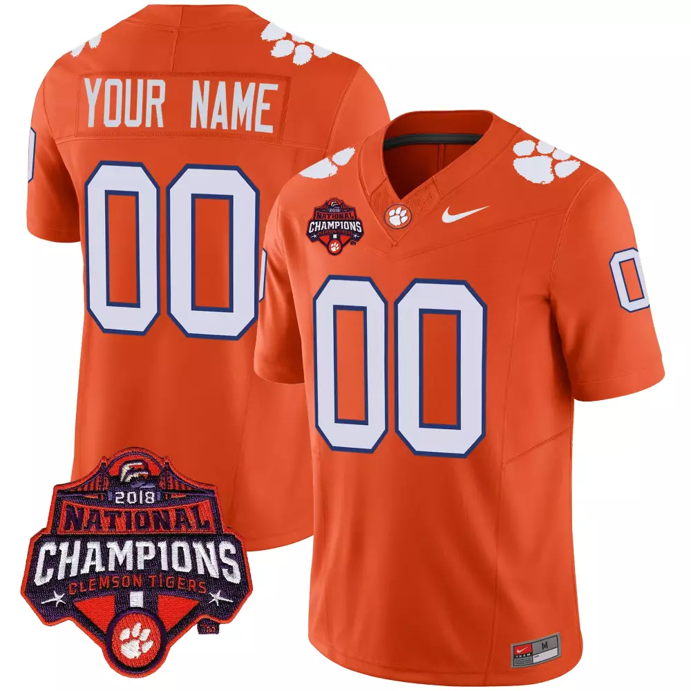 Custom Clemson Tigers Jersey Orange Men White Blue All Stitched Vapor