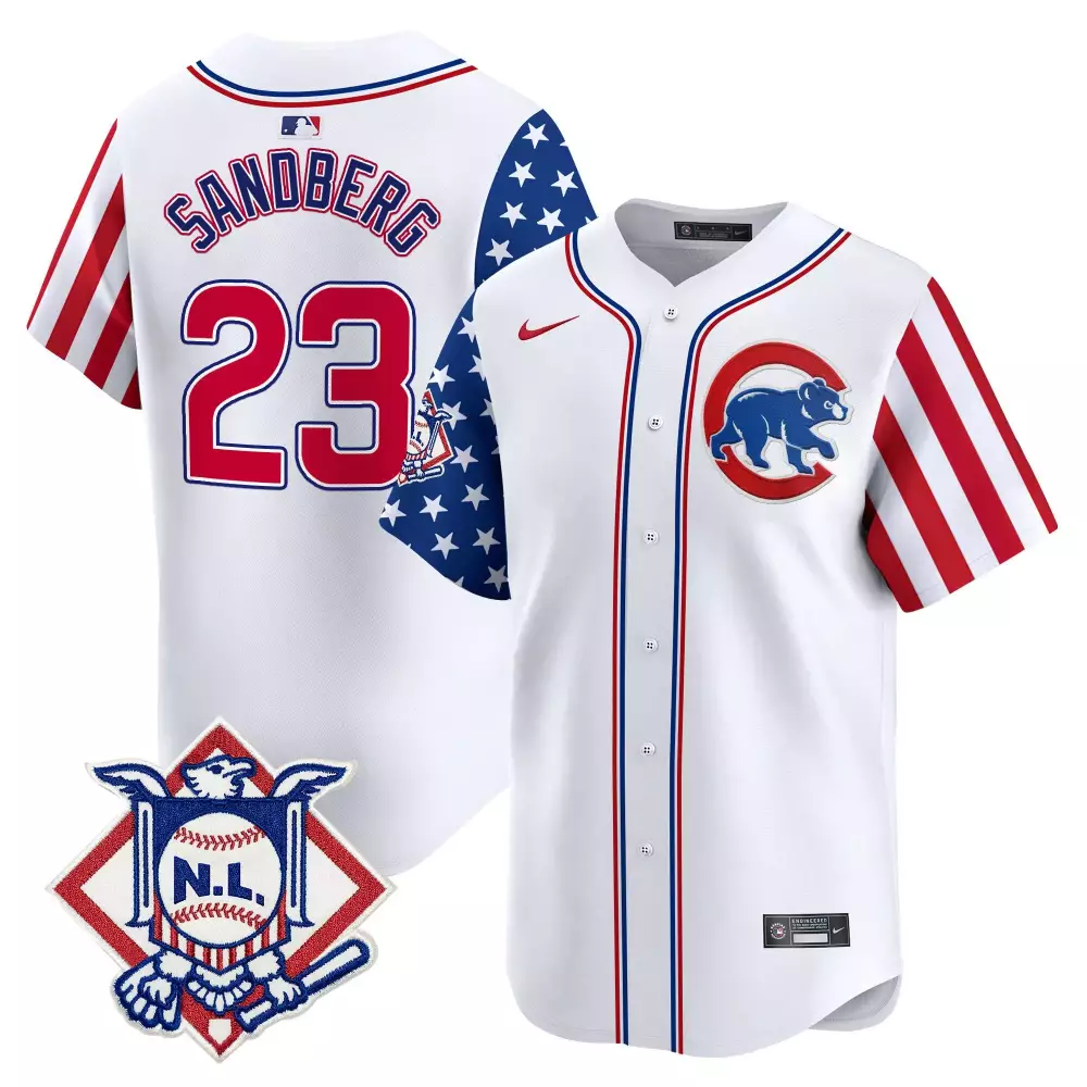 Ryne Sandberg 23 Chicago Cubs Jersey White Stars And Stripes Men Alternate Split Design