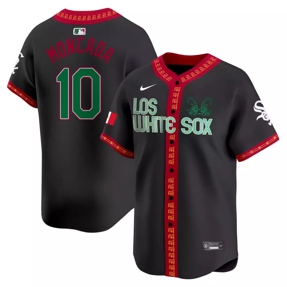 Yoan Moncada 10 Los White Sox Jersey Black Men Red Green Vapor Premier Limited All