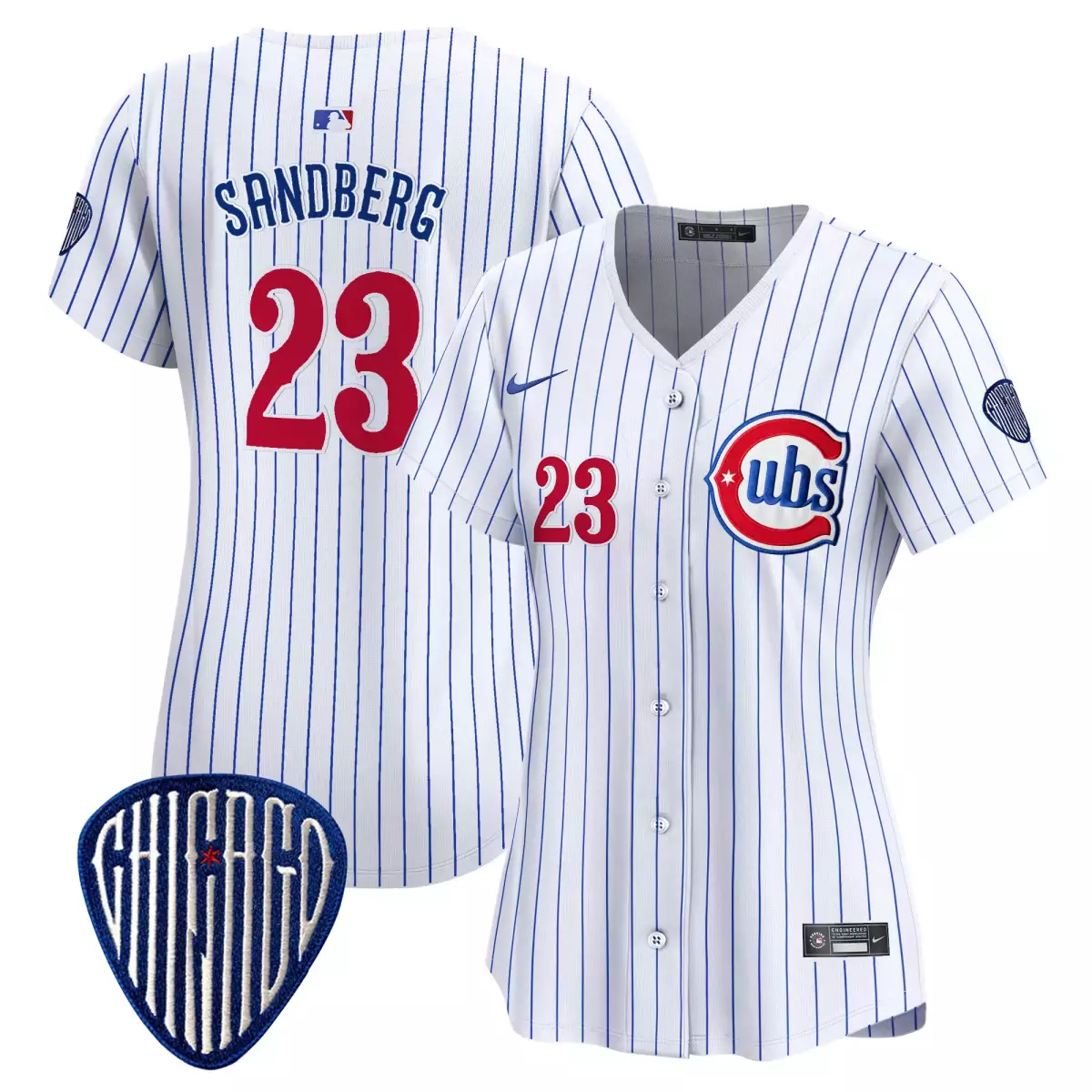 Ryne Sandberg 23 Cubs Jersey White City Connect Chicago 2023 Women Blue Red Alternate