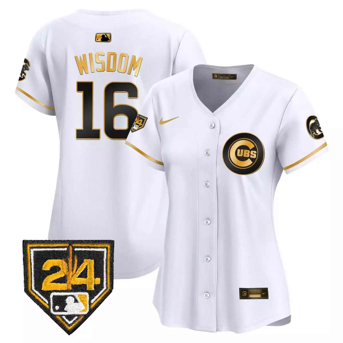 Wisdom Training 16 Cubs Jersey White Men Black Gold Vapor Premier Limited v2 All