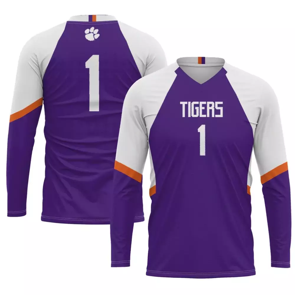 Tigers 1 Jersey Purple Volleyball White Orange Gameday Unisex