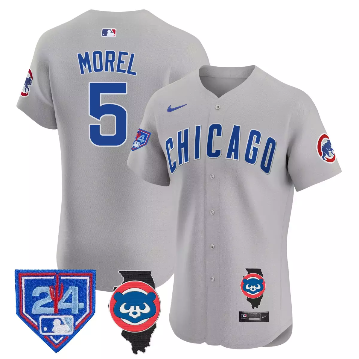 Morel Training 5 Cubs Jersey Gray City Connect Illinois Men Blue Red White Vapor