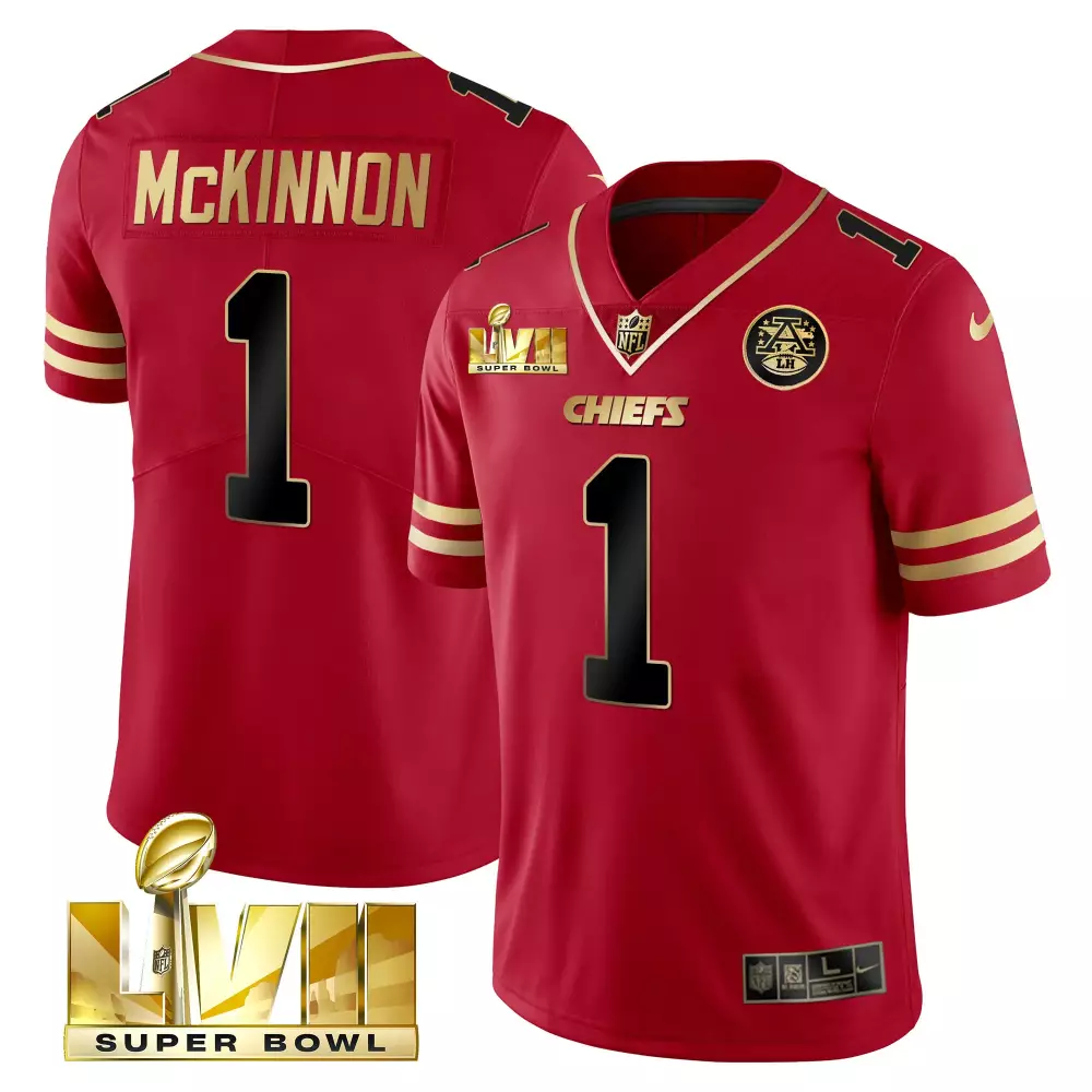 Jerick Mckinnon 1 Chiefs Jersey Red Super Bowl Lviii Men Player Gold Black All Stitched
