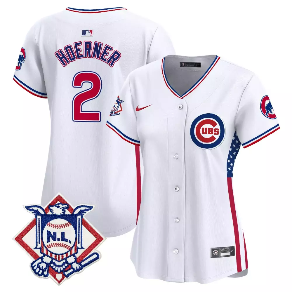 Nico Hoerner 2 Chicago Cubs Jersey White City Connect National League Women Button-up