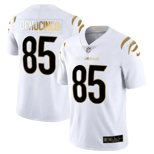 Chad Johnson 85 Bengals Jersey White Men Alternate Black Gold Vapor Limited All Stitched