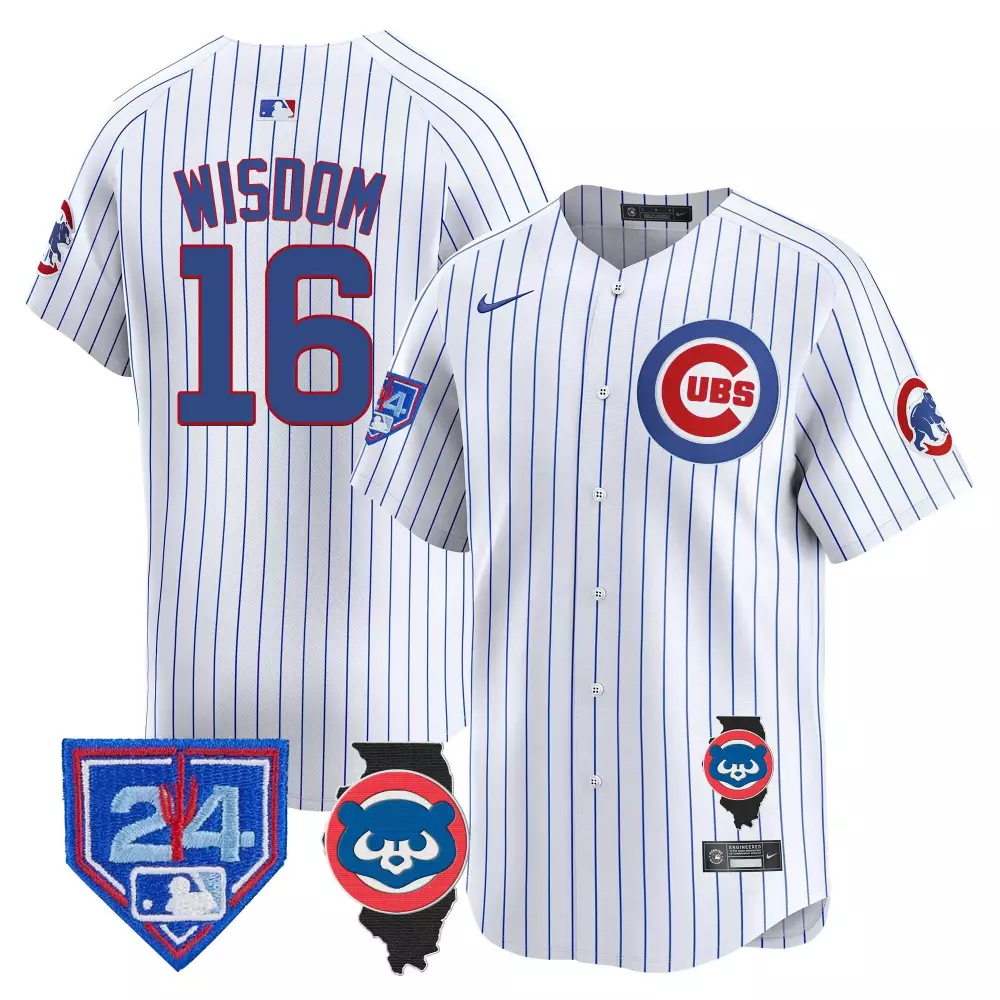 Patrick Wisdom 16 Cubs Jersey White City Connect Illinois 2024 Men Split Design Blue