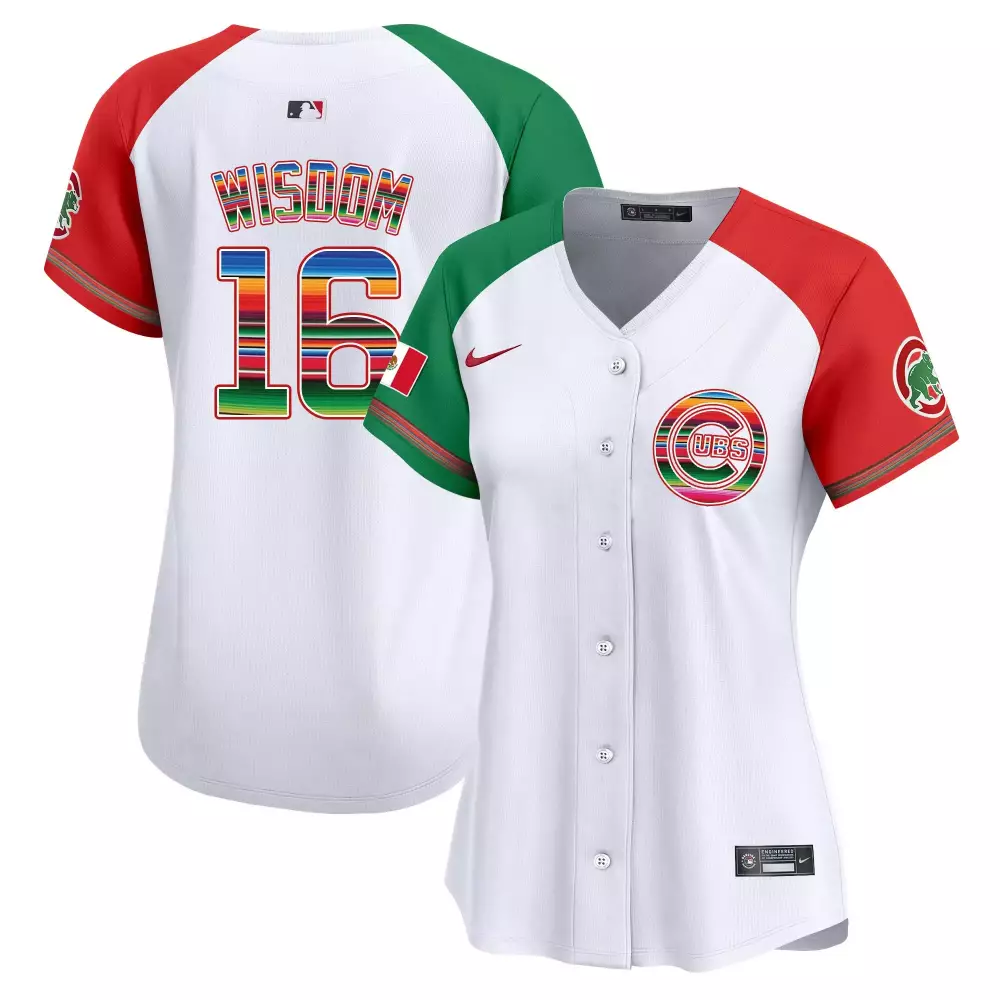 Patrick Wisdom 16 Cubs Jersey White Mexican Flag Women Split Custom Design Red Green