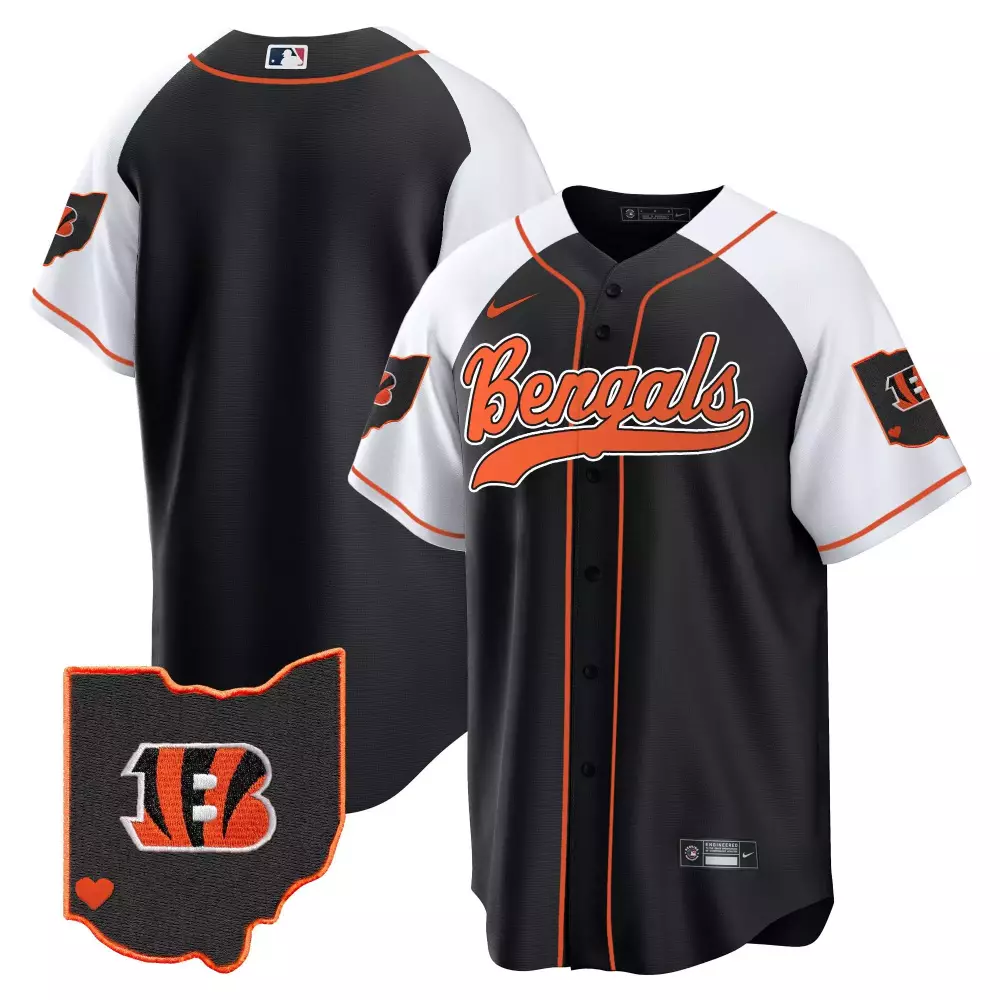 Ohio Cincinnati Bengals Jersey Black City Connect Men Split Design White Orange Alternate