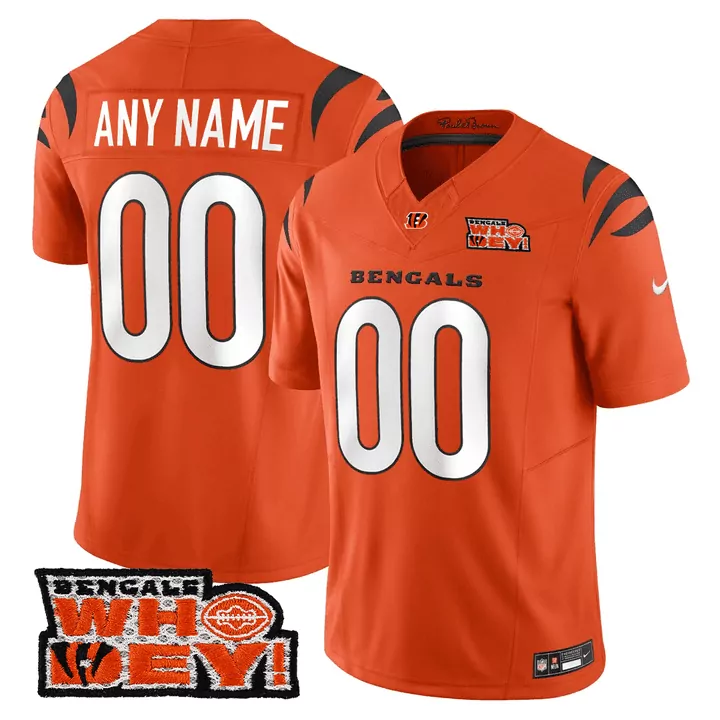 Bengals Jersey Orange Super Bowl Lvi Who Dey Men White Black Custom All Stitched