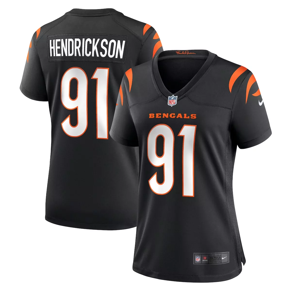Trey Hendrickson 91 Bengals Jersey Black Women Game Orange White