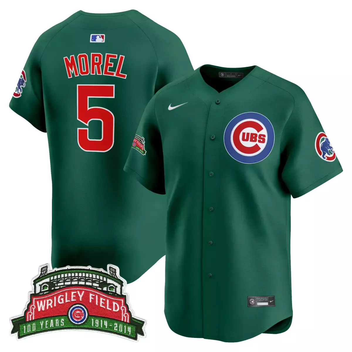 Morel Wrigley 5 Cubs Jersey Green Field 100th Anniversary Men Red White Blue Vapor