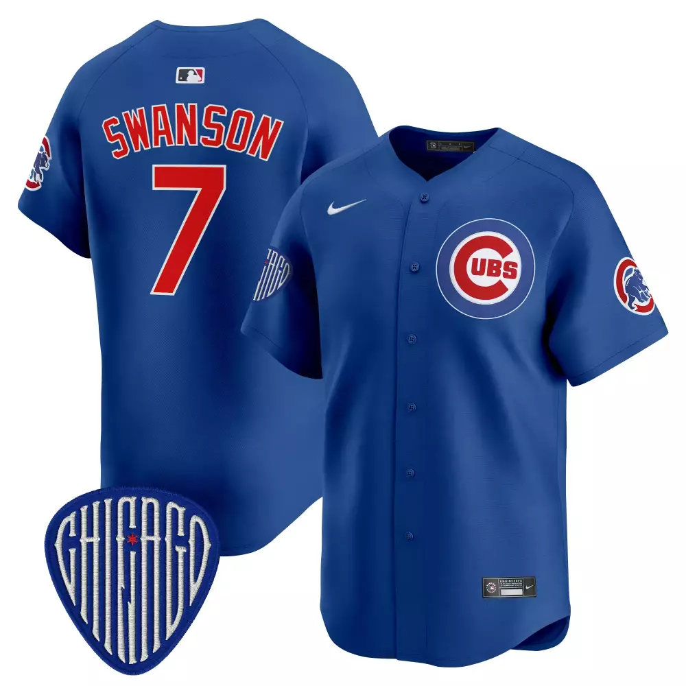 Dansby Swanson 7 Cubs Jersey Royal Blue City Connect Chicago Men Red White Vapor