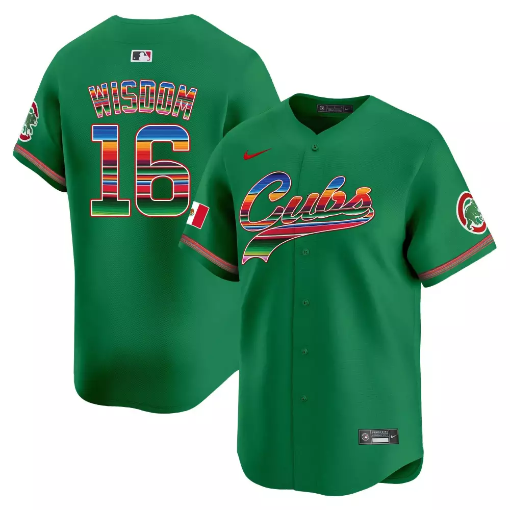 Patrick Wisdom 16 Cubs Jersey Green Cinco De Mayo Mexican Flag Men Custom Design