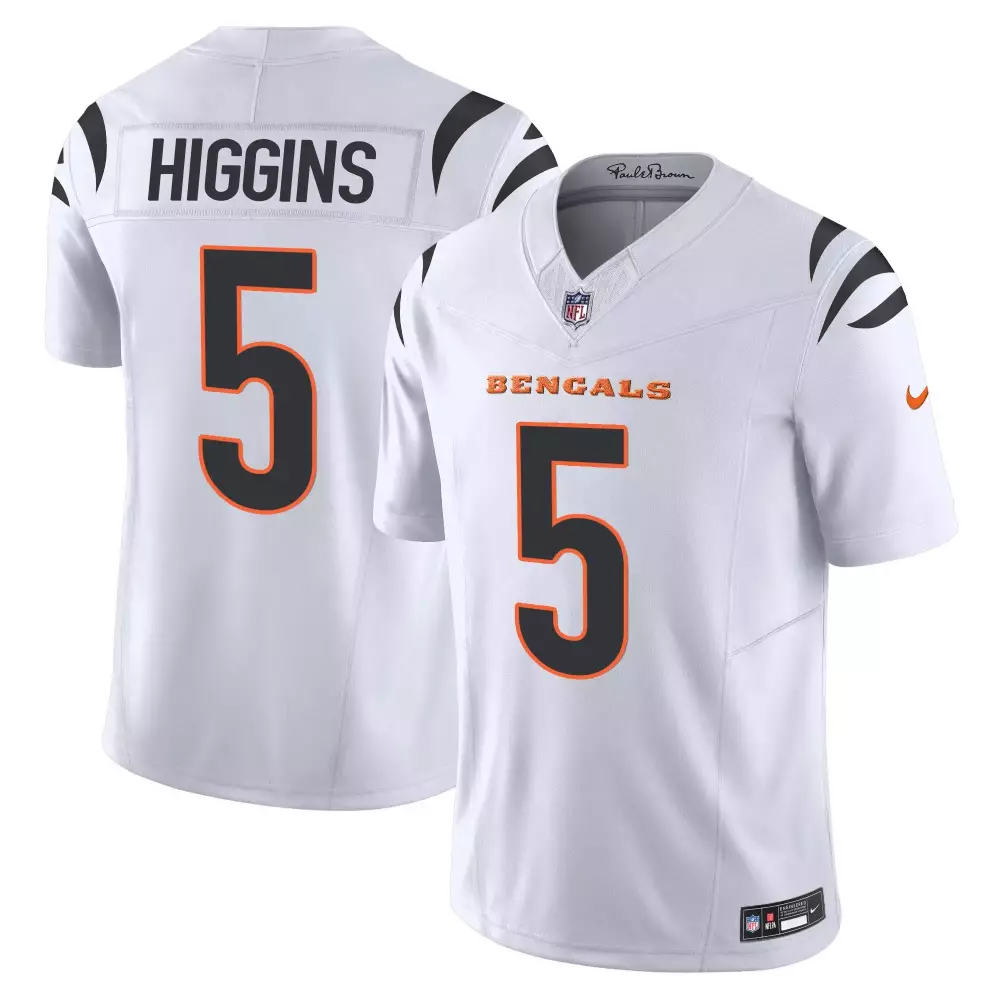 Tee Higgins 5 Bengals Jersey White Men Standard Orange Black Stitched