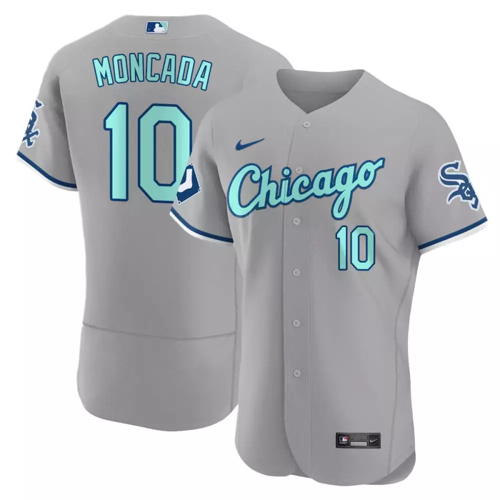 Vaughn Aqua 10 Chicago White Sox Jersey Gray Men Light Blue Navy All Stitched Vapor