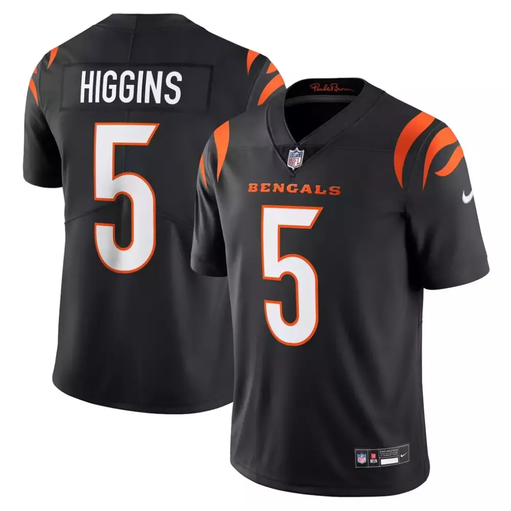 Tee Higgins 5 Bengals Jersey Black Men Standard Orange White Vapor Limited