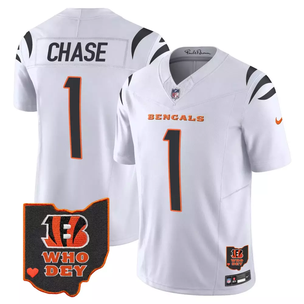 Ja'marr Chase 1 Jersey White Bengal Cincinnati Bengals Ohio State Who Dey Men Alternate