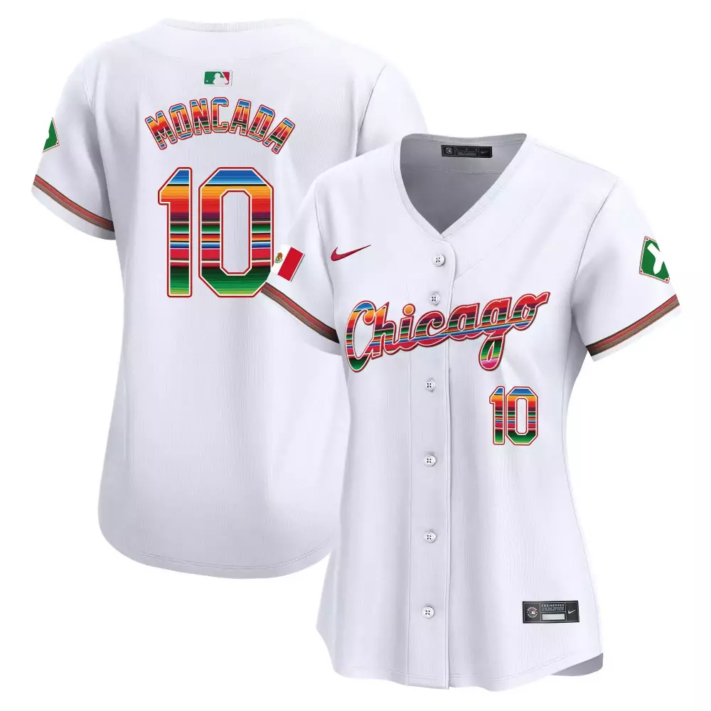 Yoan Moncada 10 Chicago Jersey White City Connect Mexico Flag Green Split Custom Design