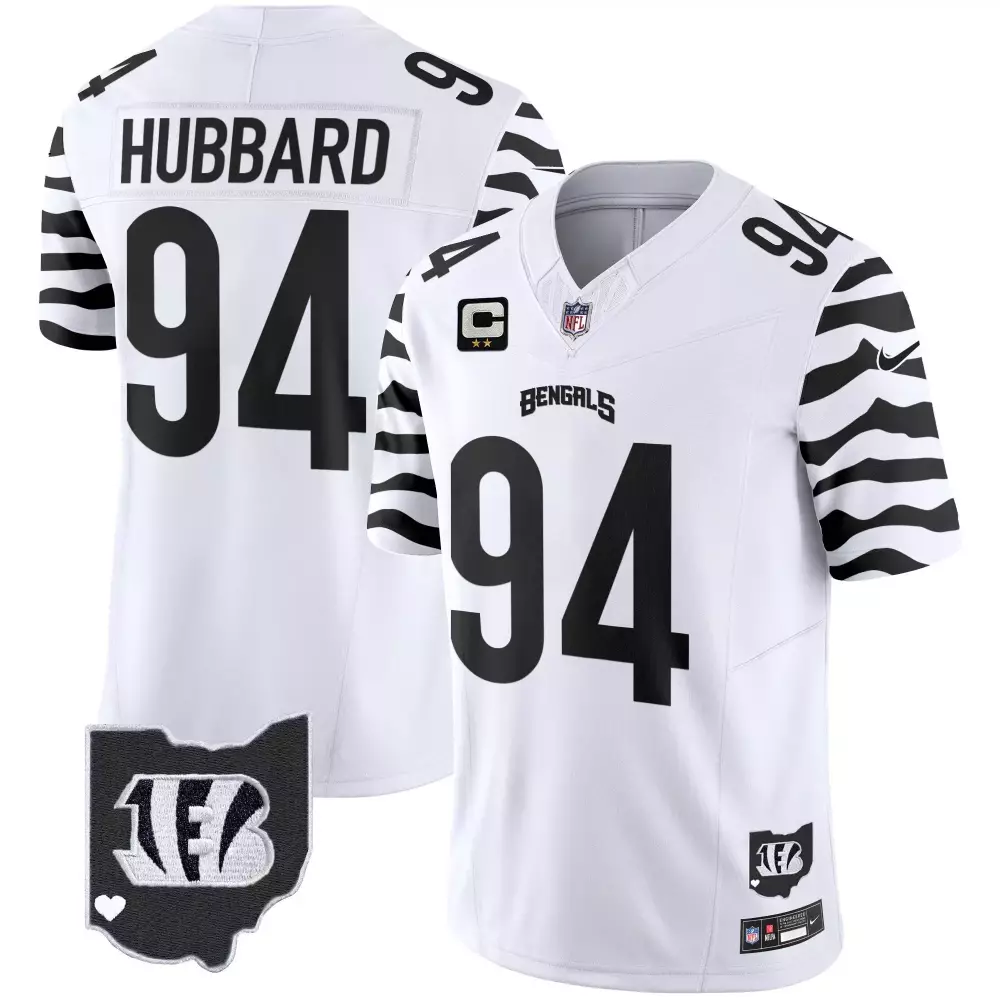 Sam Hubbard 94 Bengals Jersey White Lunar New Year Ohio State Outline Captain Men