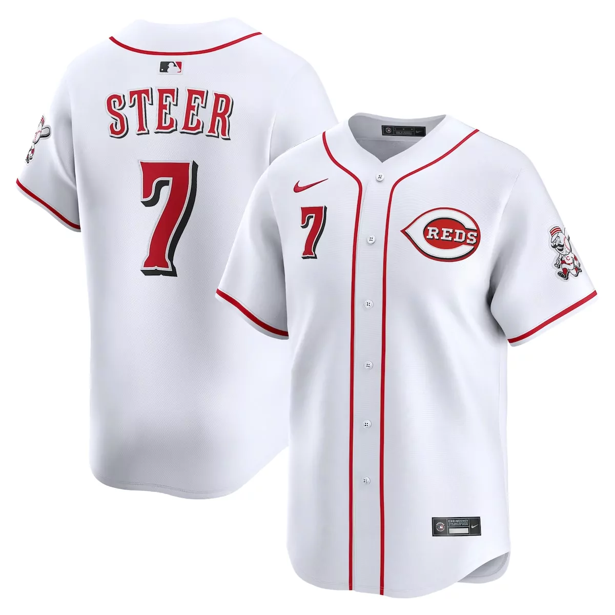 Spencer Steer 7 Reds Jersey White Cincinnati Men Red Black Home Limited