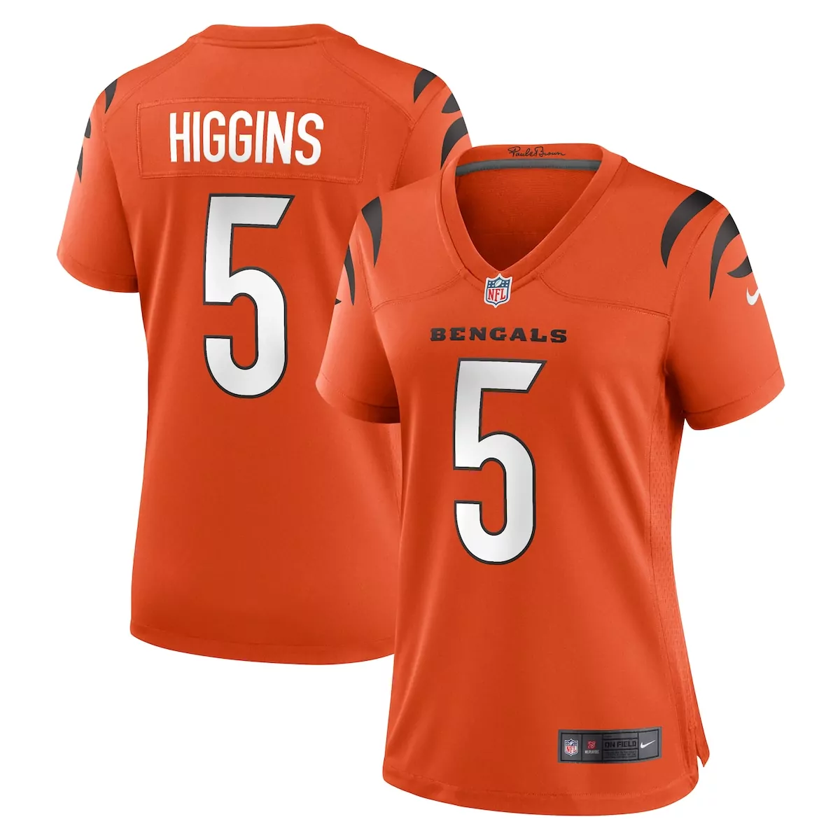 Tee Higgins 5 Bengals Jersey Orange Women Authentic Black White Alternate Game