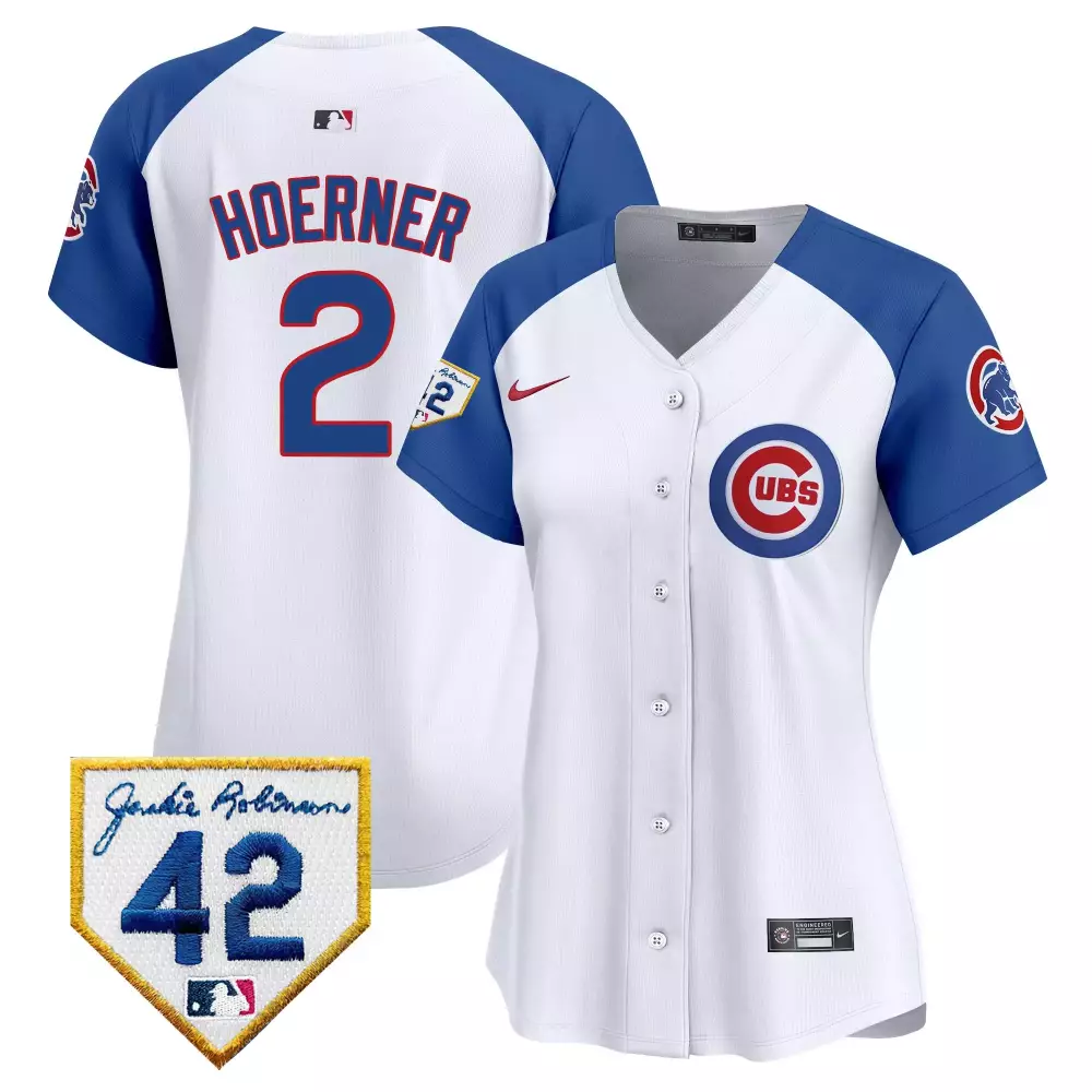 Nico Hoerner 2 Cubs Jersey White Jackie Robinson Day 42 Men Blue Red Alternate Vapor