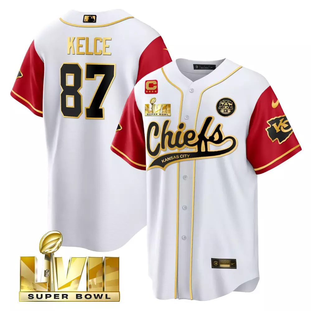 Kelce Male 87 Chiefs Jersey White Super Bowl Lvii Champions Men Red Black Gold All