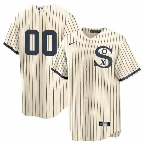 Custom Chicago White Sox Jersey Cream Men Pinstripe Navy Blue All Stitched Vapor