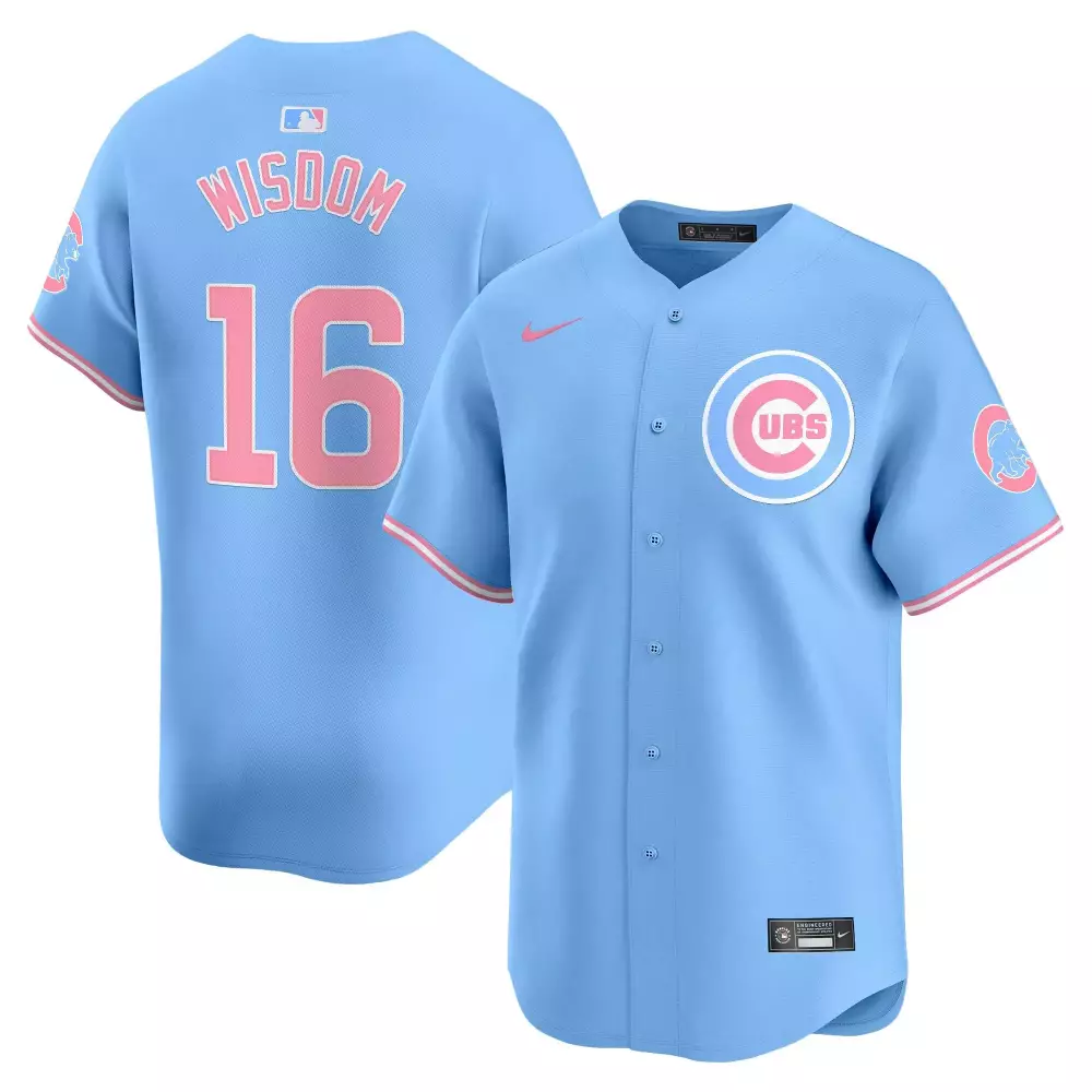 Patrick Wisdom 16 Cubs Jersey Light Blue Men Alternate Pink White Unisex Vapor Premier