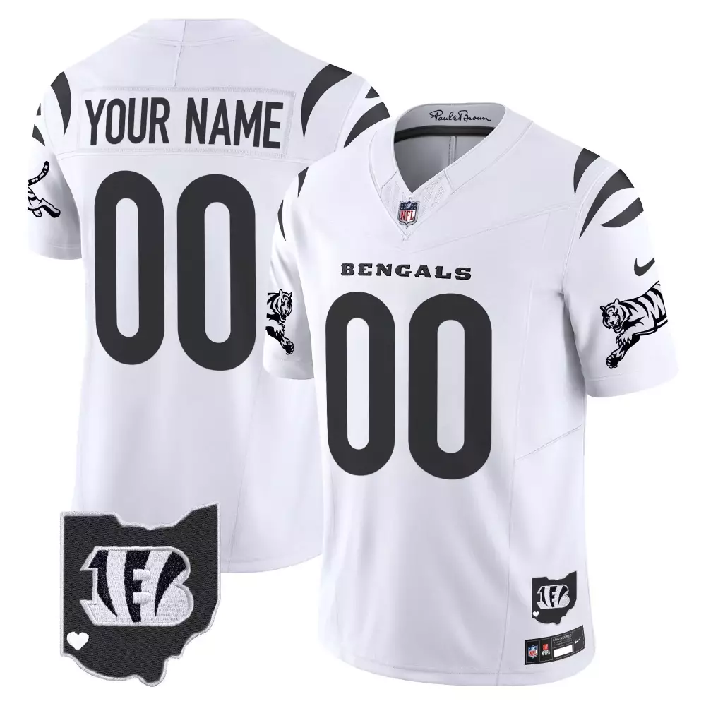Custom Bengals Jersey White Men Standard Alternate Black Limited Vapor All Stitched