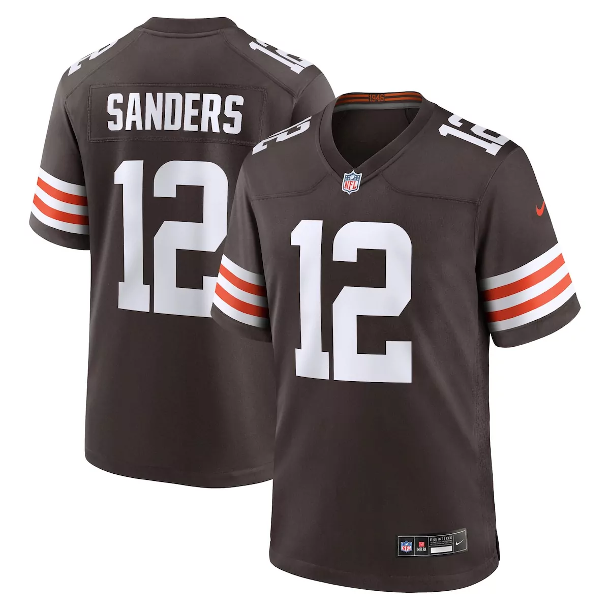 Shedeur Sanders 12 Jersey Brown Cleveland Browns Men Standard Orange White Game