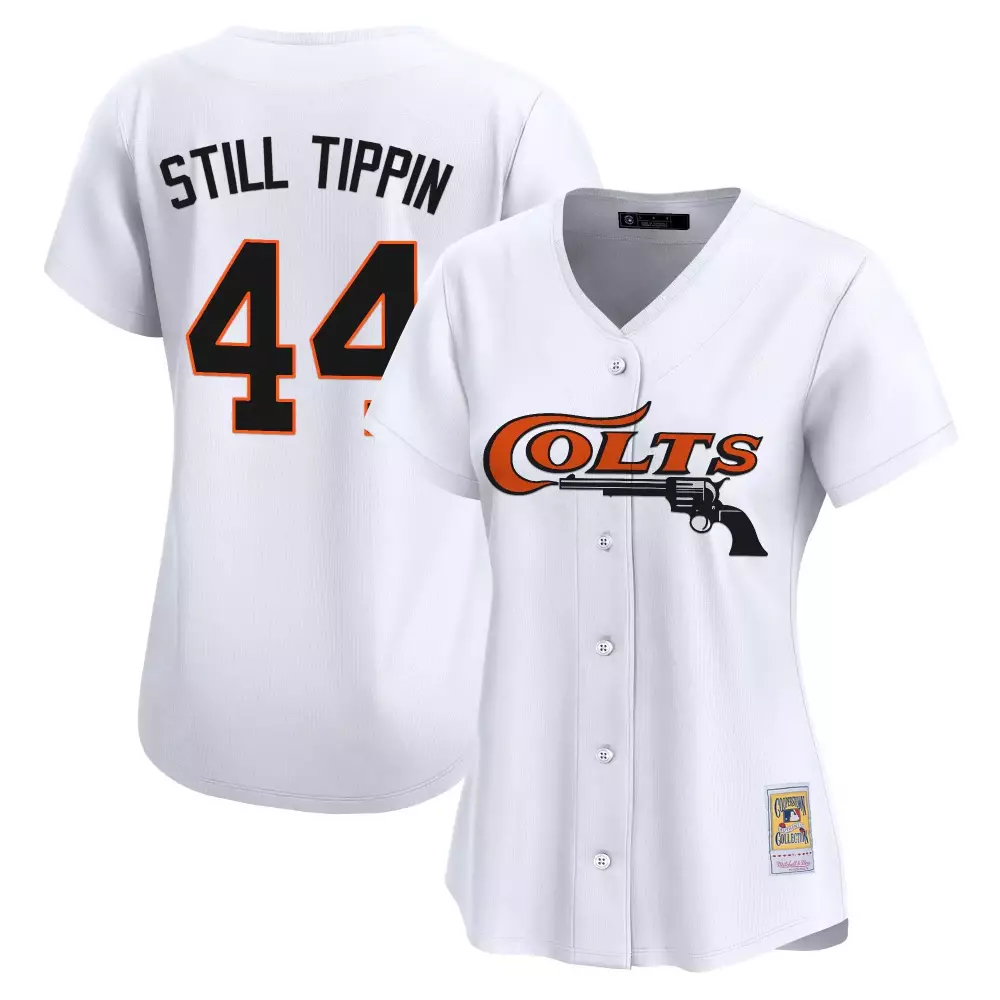 Still Tippin 44 Colts Jersey White Mitchell Ness Men Orange Black Vapor Premier Limited