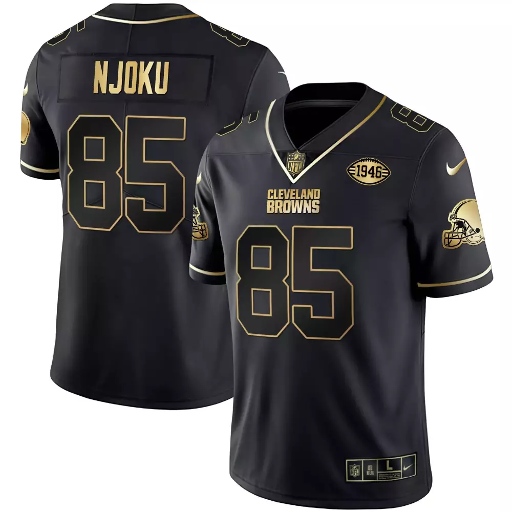 David Njoku 85 Cleveland Browns Jersey Black 1946 Men Gold Vapor Limited All Stitched