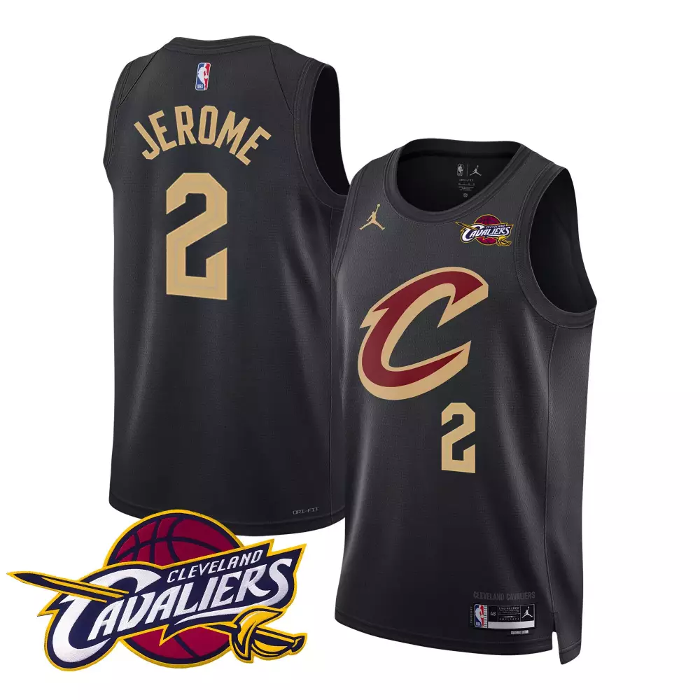 Ty Jerome 2 Cleveland Cavaliers Jersey Black City Edition Men Gold Maroon Swingman