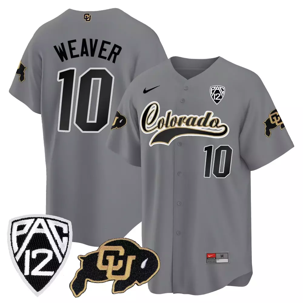 Xavier Weaver 10 Jersey Gray Colorado Buffaloes Men Black Gold All Stitched