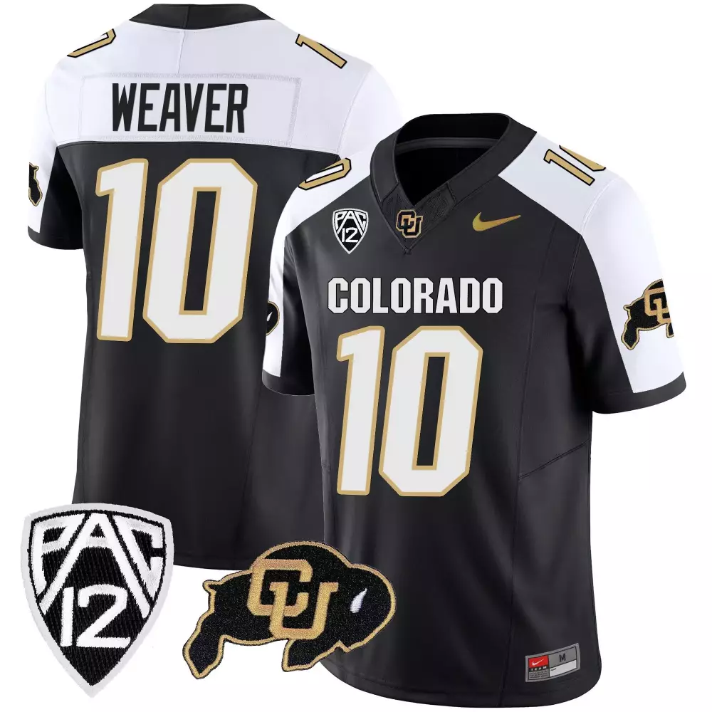 Xavier Weaver 10 Colorado Jersey Black Buffaloes Men White Gold Alternate Vapor Limited